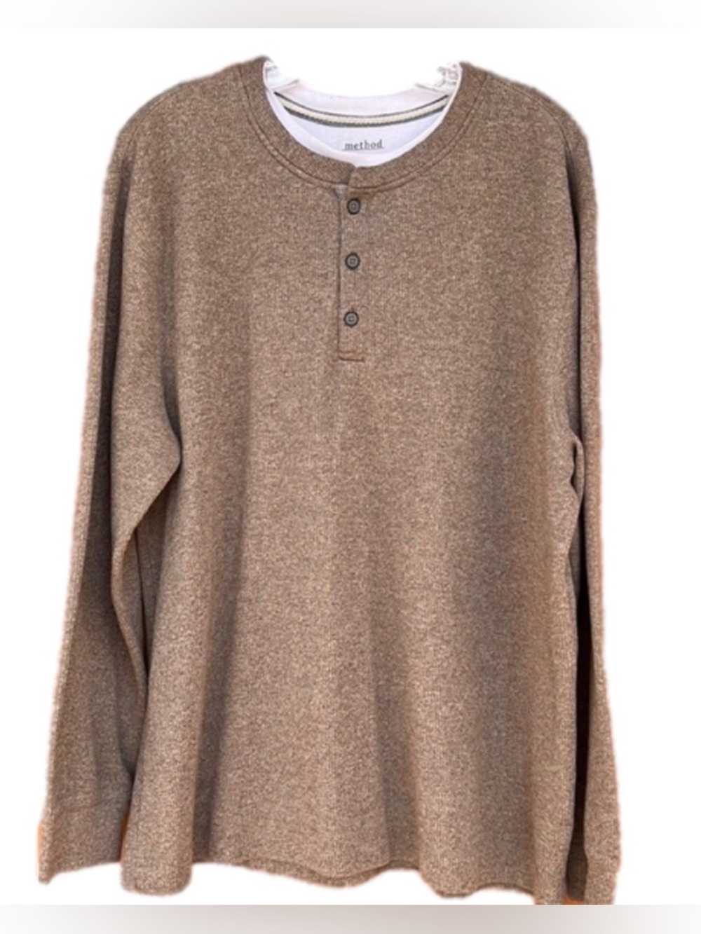 Method Men's Long-Sleeve Henley Shirt in Tan